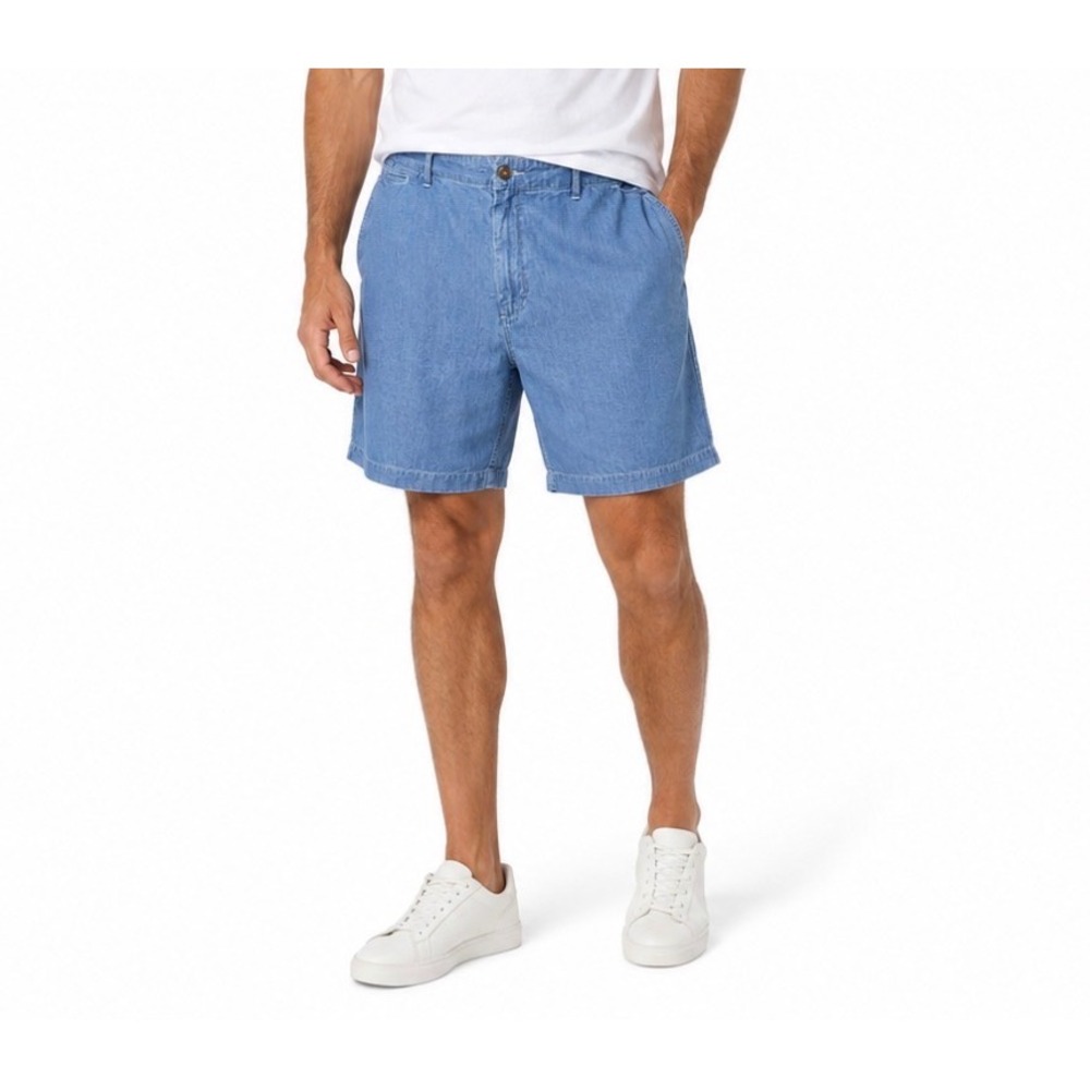 J. Peterman Mens Size 50 Japanese Chambray Three Looms Shorts Blue Coastal